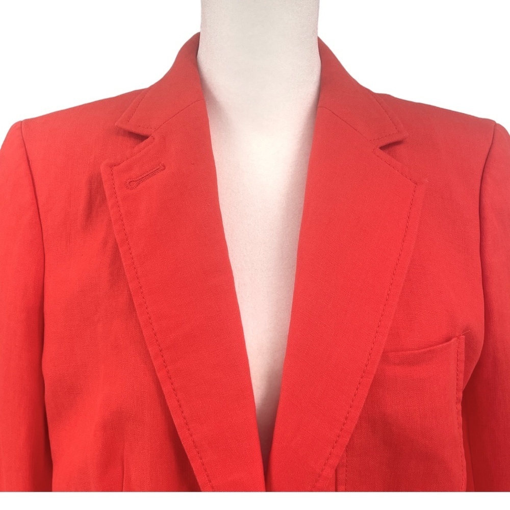 J Crew Womens Rhodes Linen Blazer with Gold Buttons, Bright Coral, Size 6 - Picture 4 of 10